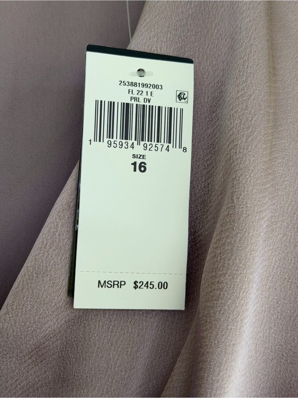 NWT Lauren Ralph Lauren Dress Size 16 Mauve Satin Faux Wrap Midi Beaded Belt - Picture 7 of 11